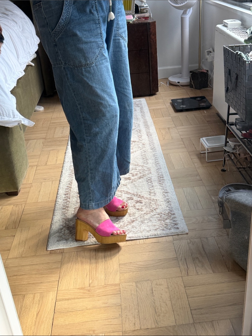 Steve Madden Hot Pink Suede Platform Wedge Slides “Forward”